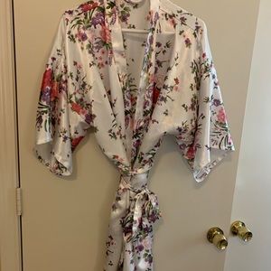 White Silk Like Bridal Robe XL